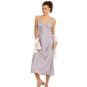 Wild Fable Iridescent Satin Maxi Slip Dress Adjustable Straps V-Neck Size Small